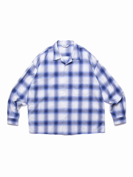 COOTIE / Ombre Check Open Collar Shirt -Off White×Blue- | 80