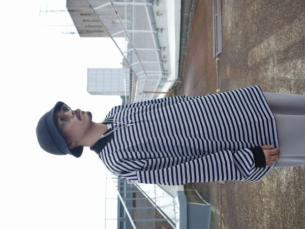 COOTIE SUPIMA BORDER OVERSIZED L/S POLO - Tシャツ/カットソー(七分
