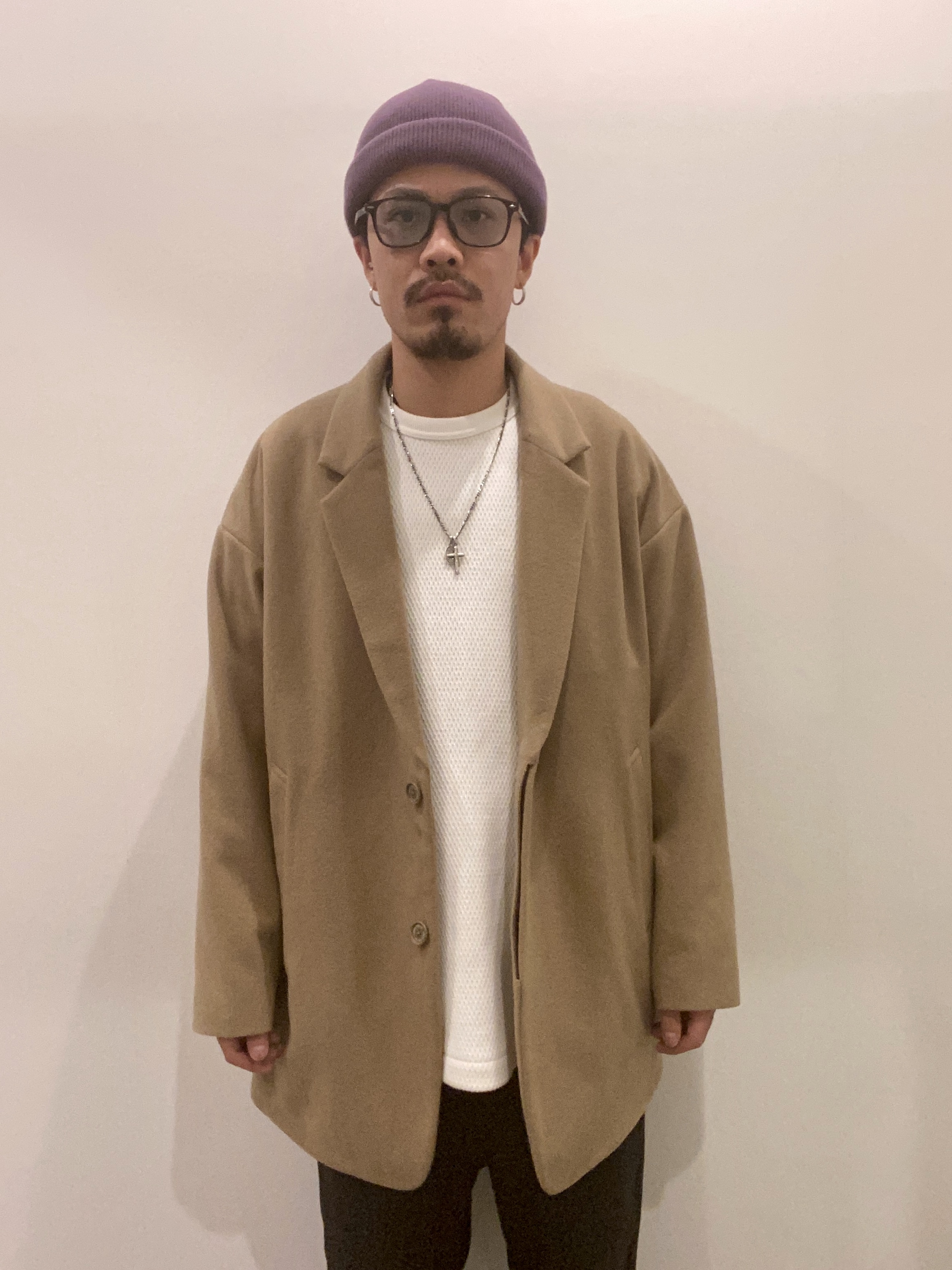 COOTIE / Wool Mossa Chester Coat (Short) -Beige- | 80-HACHIMARU-