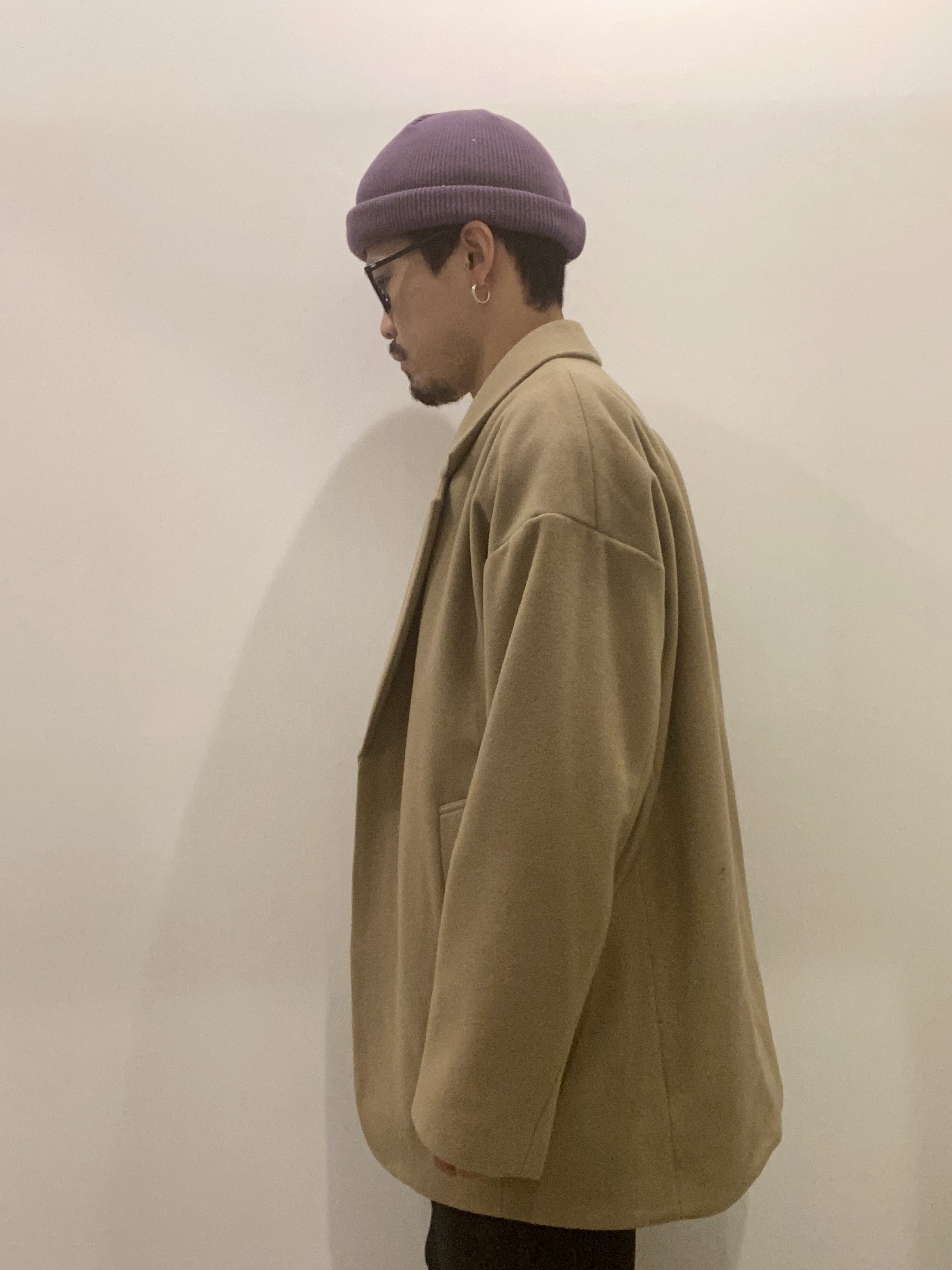 COOTIE / Wool Mossa Chester Coat (Short) -Beige- | 80-HACHIMARU-