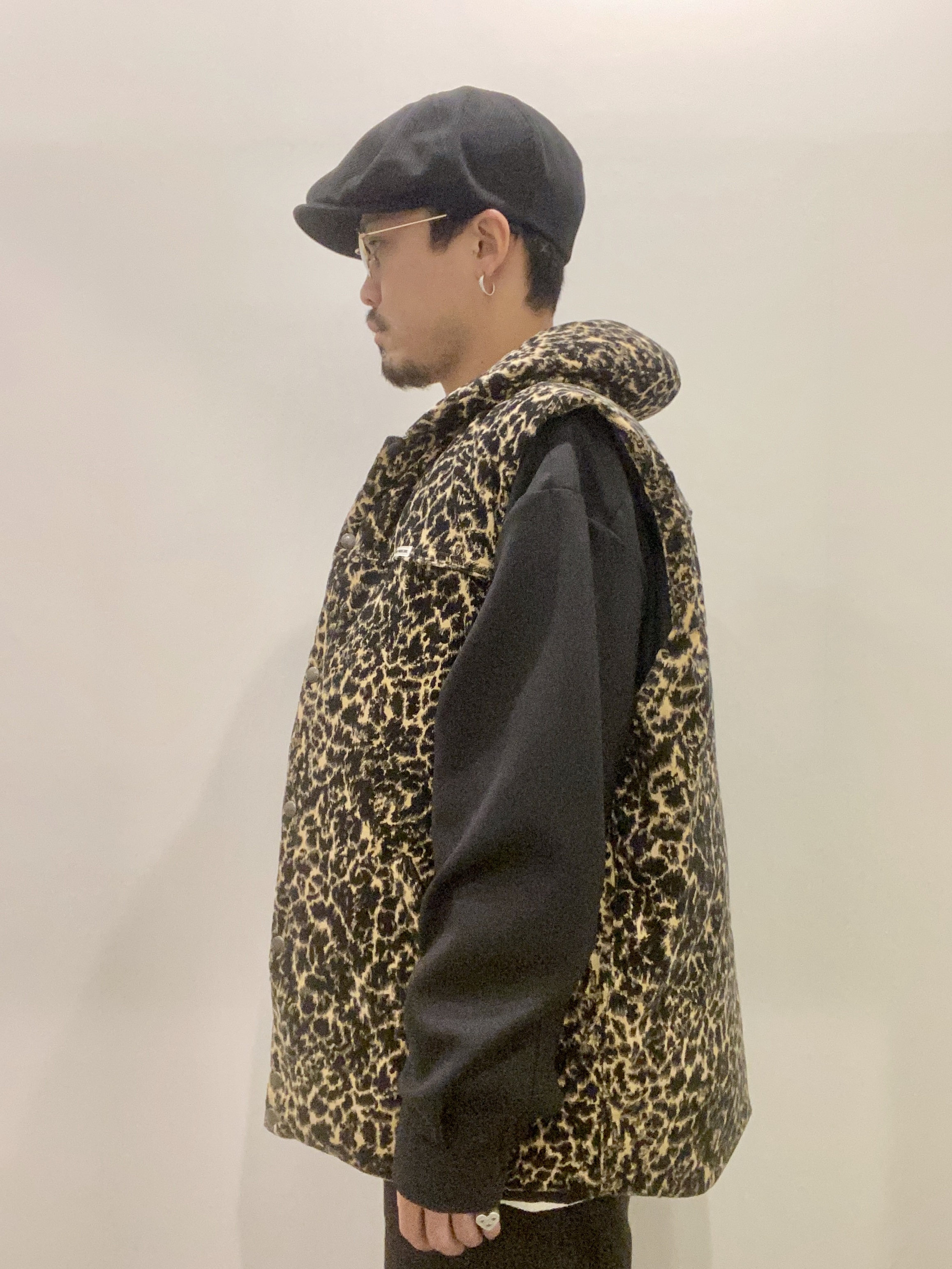 COOTIE / Corduroy Leopard Oversized Down Vest -Leopard- | 80-HACHIMARU-