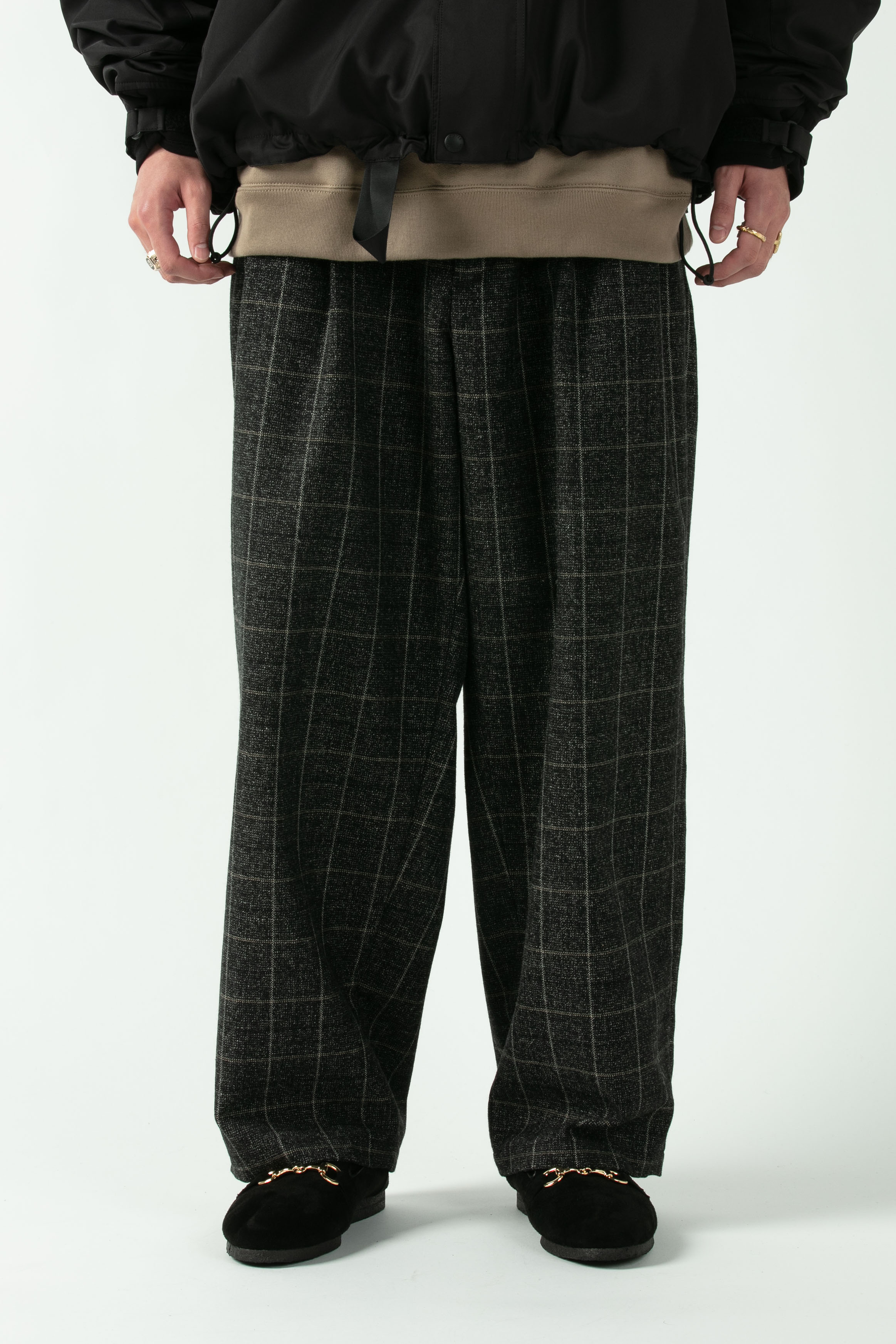 COOTIE / Melange Wool 2 Tuck Trousers -Melange Plaid- | 80-HACHIMARU-