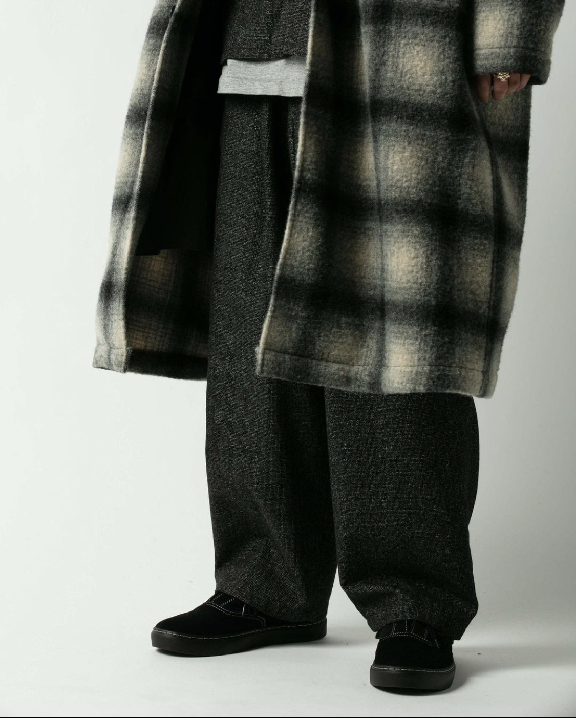 COOTIE / Napping Ombre Check Shop Coat -Black x Ivory- | 80-HACHIMARU-