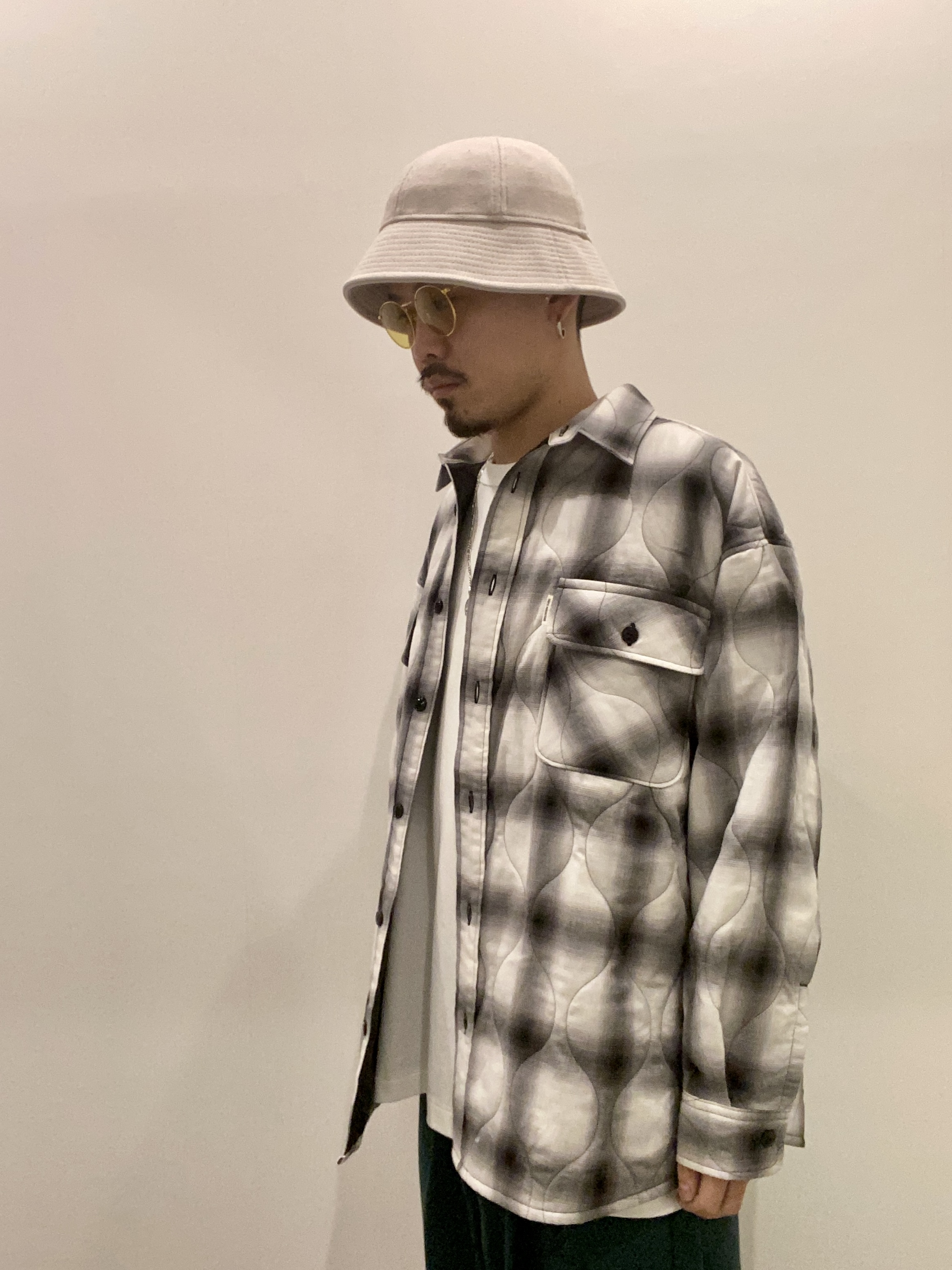 COOTIE / Ombre Check Quilting CPO Jacket -Off White×Black- | 80