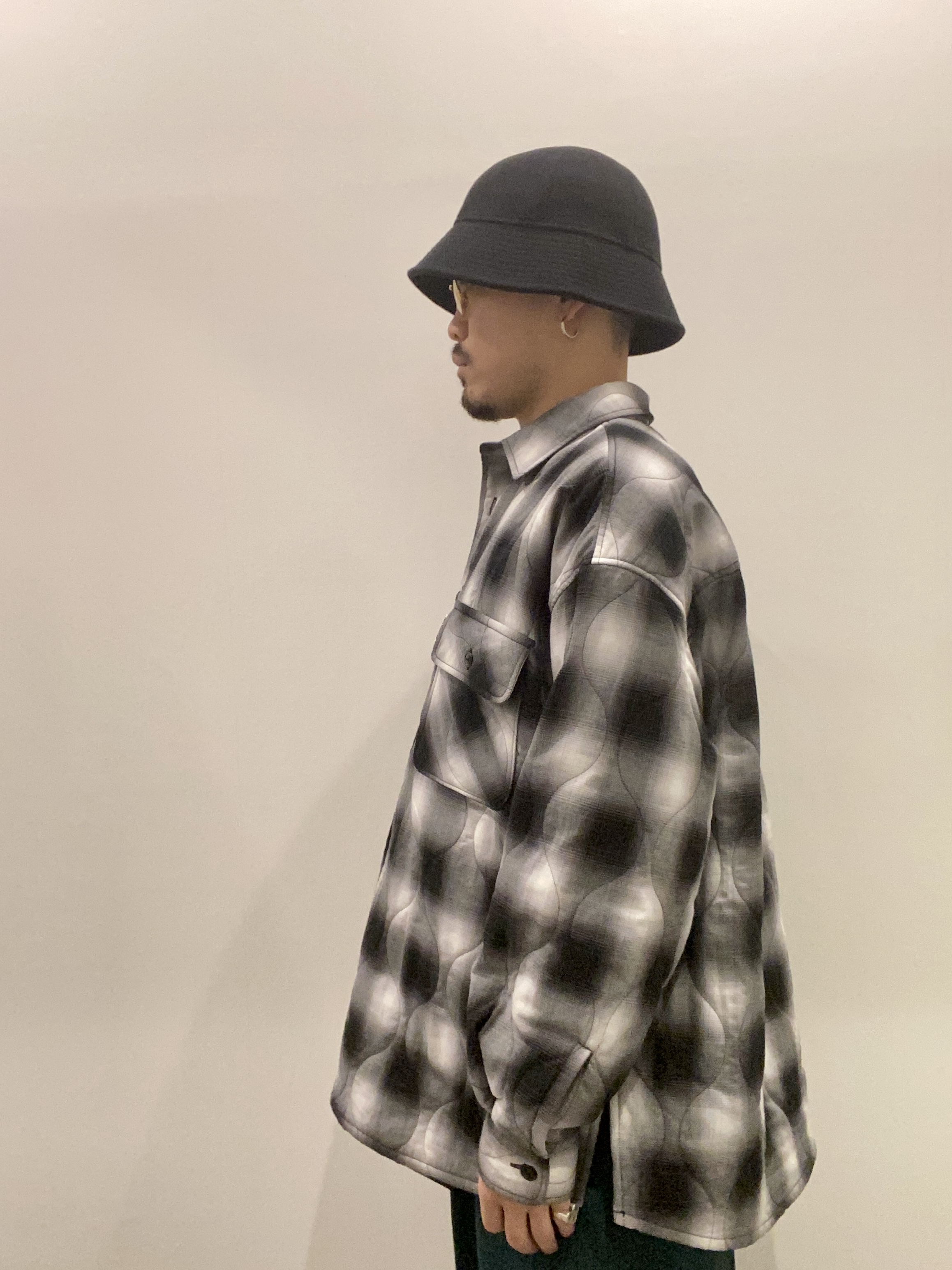 COOTIE / Ombre Check Quilting CPO Jacket -Black×Off White- | 80 ...