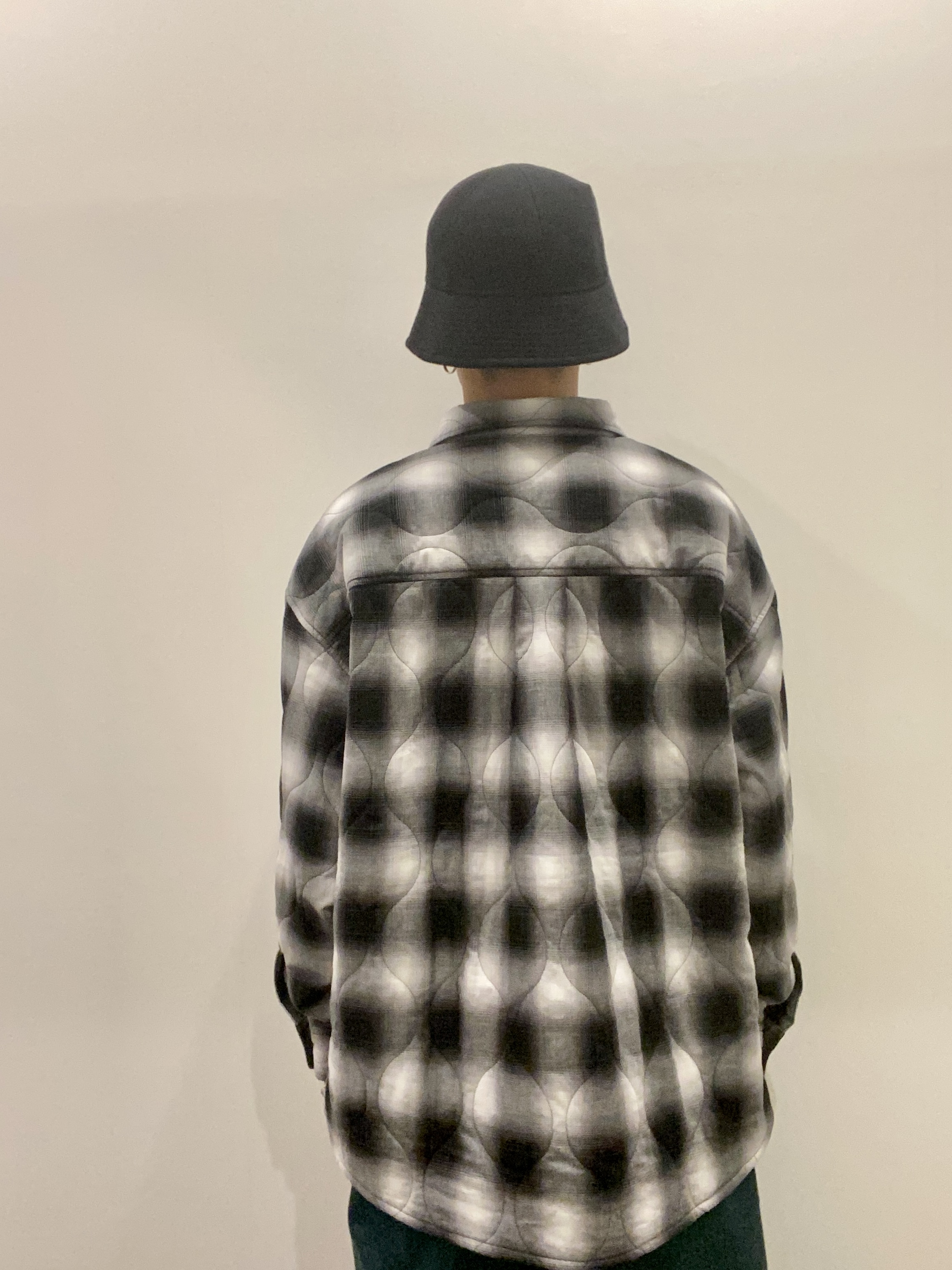COOTIE / Ombre Check Quilting CPO Jacket -Black×Off White- | 80 