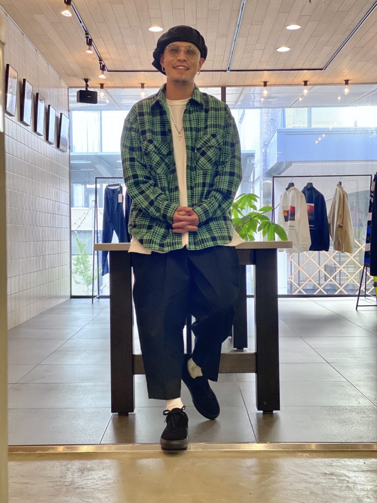 COOTIE / Print Nel Check Work Shirt -GREEN- 80 -HACHIMARU-